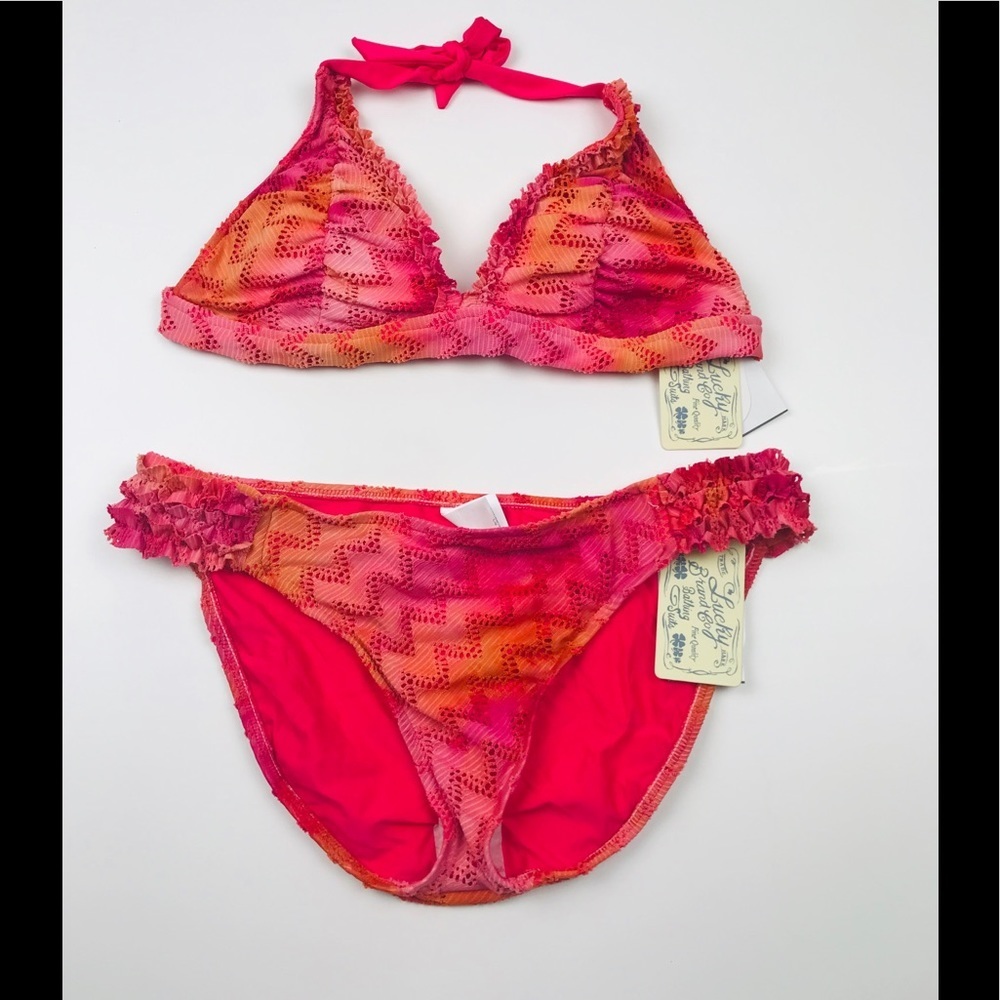 Lucky Brand Water Color Bikini Set Large NWT